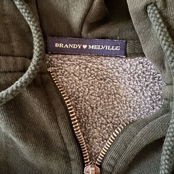 Brandy Melville Full Zip Christy Oversized Hunter Green Hoodie Sweatshirt OS - Picture 3 of 5